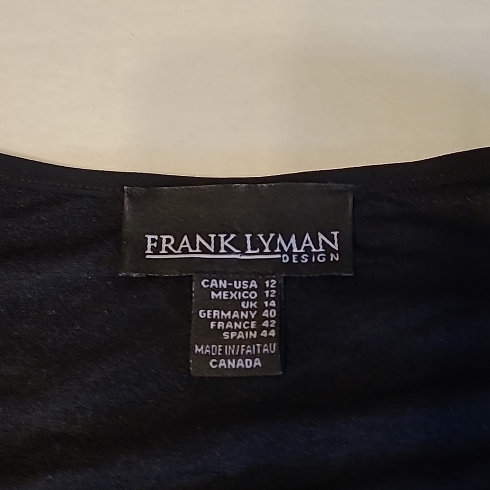FRANK LYMAN DEDIGN Black and Gray Women's Top ABSTRACT CUT OUTS - Picture 3 of 8